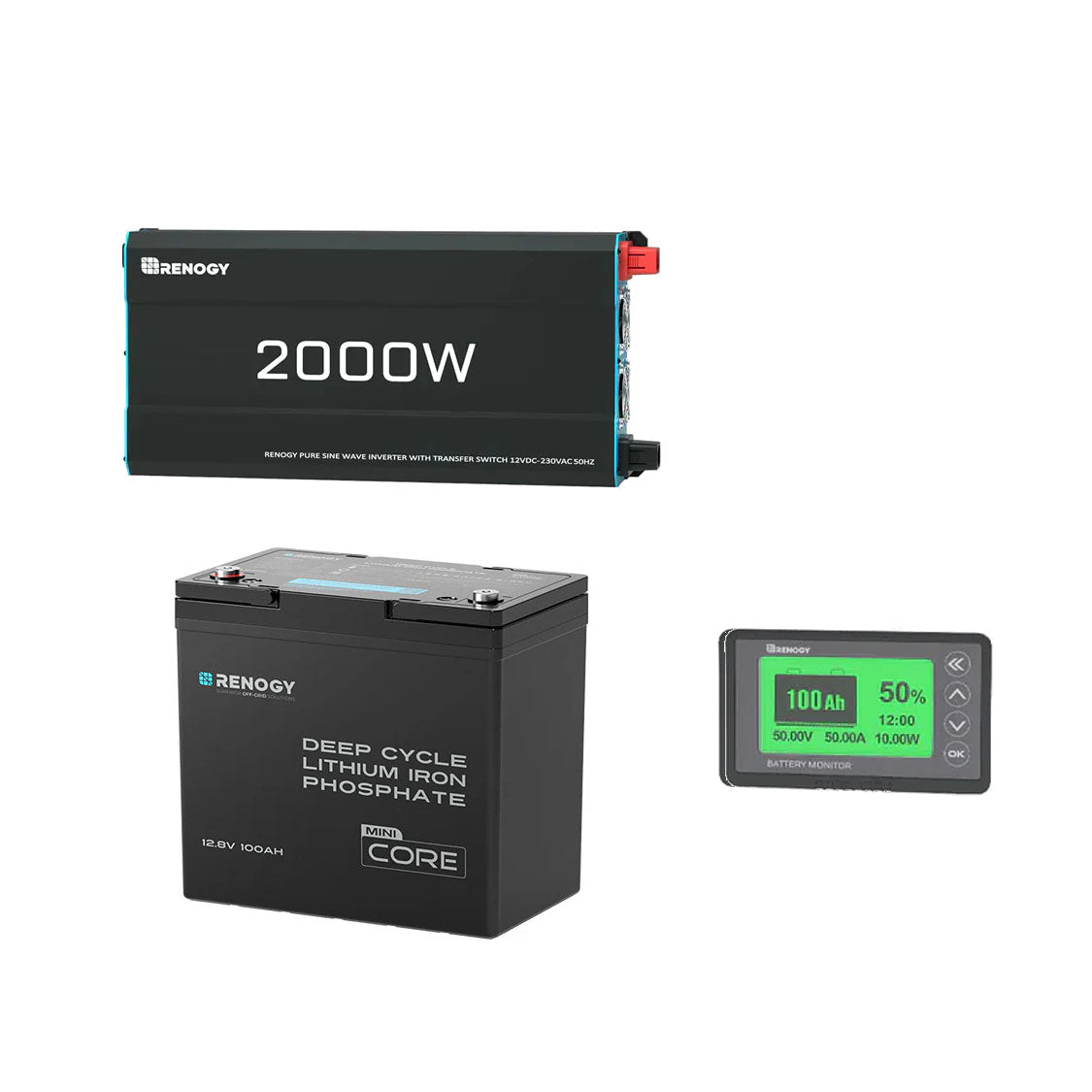 renogy-1-28kwh-solarsystem-mit-2000w-wechselrichter-und-100ah-lithium-batterie image 1