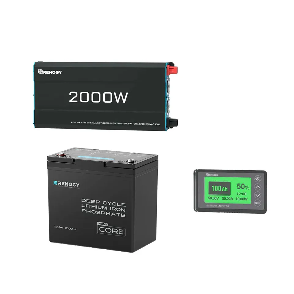 renogy-1-28kwh-solarsystem-mit-2000w-wechselrichter-und-100ah-lithium-batterie image 1