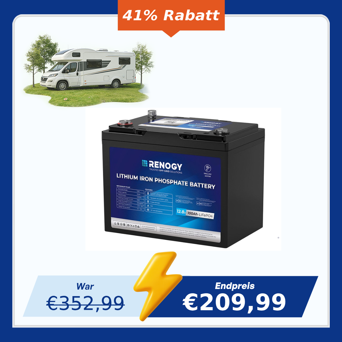 renogy-core-trolling-motor-12v-100ah-lifepo4-batterie-mit-bluetooth-ip67 image 1