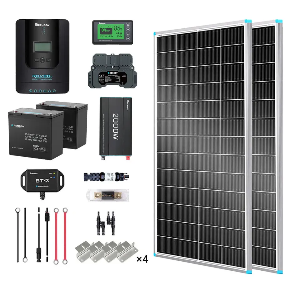 renogy-2-kwh-400w-12v-solarpanelsystem-mit-batterie-wechselrichter-und-laderegle image 1